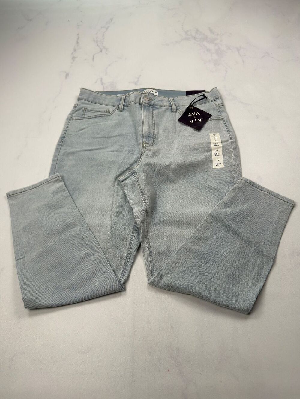 Ava & Viv Light Blue Denim Jeans Straight Fit - Womens 17 NWT